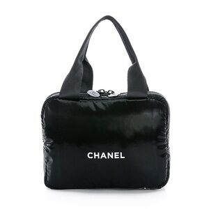 Chanel Mini Boston Black Puff Cosmetic Pouch Makeup Storage Bag Travel Essential